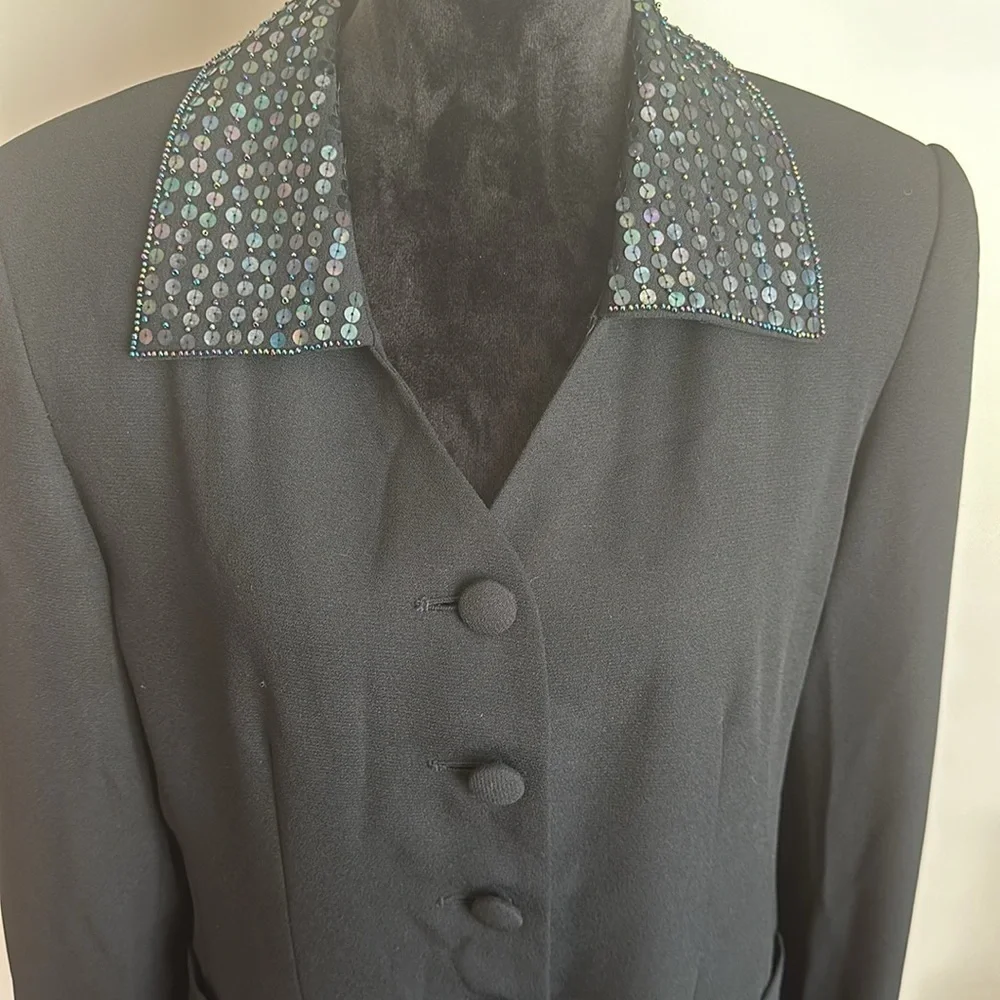 Clio Black Sequin Collar & Cuffs Jacket